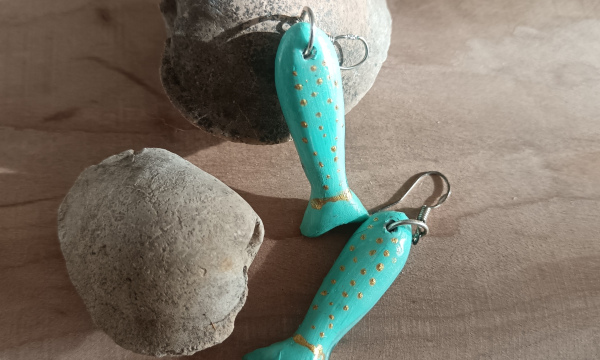 Aros Corvina Turquesa Dorado